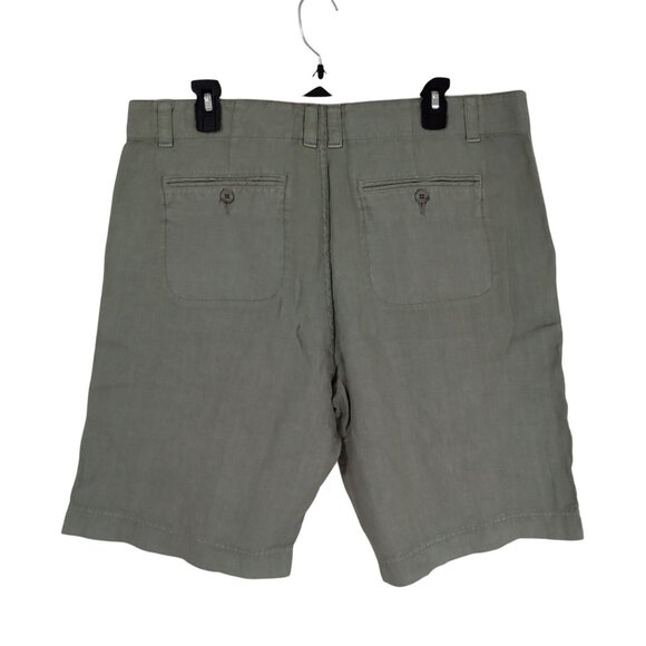 Escales Paris Casual Shorts Mens Olive Green 100% Linen Size 40 EU - Picture 9 of 13